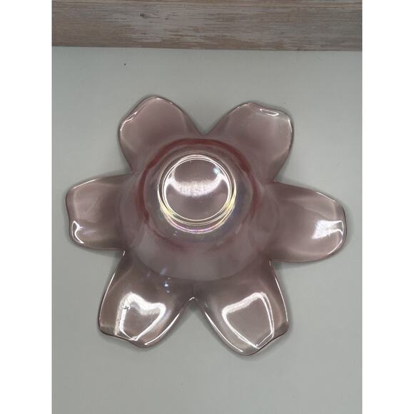 Vintage pink glass daisy dish set. Set of 2. - Picture 3 of 7